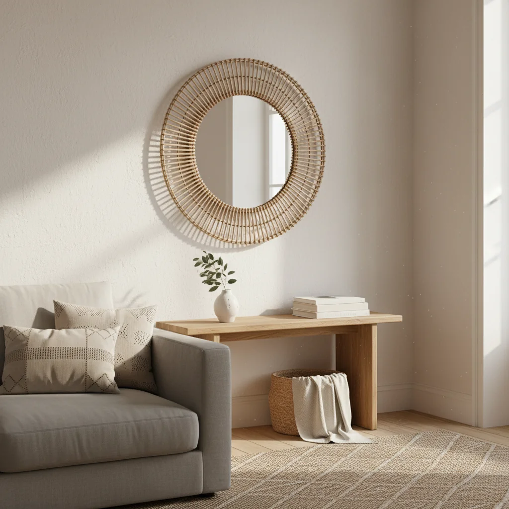 Nordal rattan wall mirror image 2